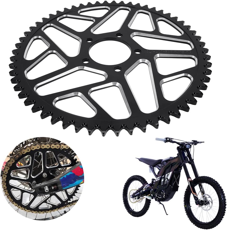 JFG RACING Sur Ron 58T Sprocket,Sur Rear Sprocket 58 Tooth Aluminum Alloy For Surron Light Bee S/X Segway X160/X260 Electric Dirt Bike Black — JFG RACING drivetrain for electric bikes
