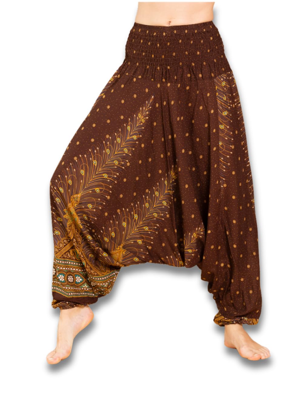Panasiam Unisex Brown Aladin Pants, Peacock, L, V09