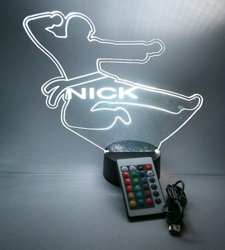 Miniatura 2 de MIRROR MANIA Lámpara de mesa con luz nocturna de karate, con luz LED, grabada, artes marciales, con nombre personalizado, con control remoto, 16