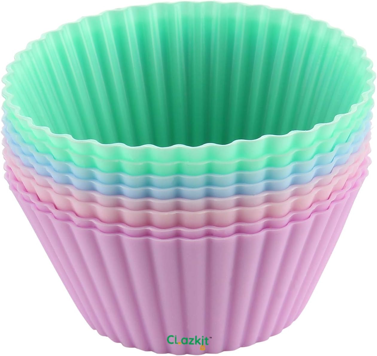Clazkit Silicone Muffin Cup Moulds - 8 Pieces, Assorted, Silicone