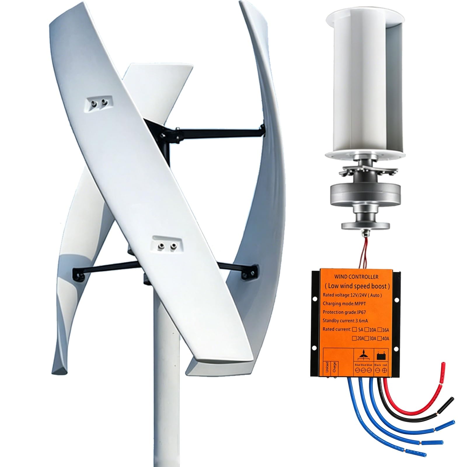 Aerogeneradores Vertical Turbina eólica 16000W 20000W 12V 24V 48V 220V turbina eólica en espiral, con controlador para generación de electricidad(16000W,12V)