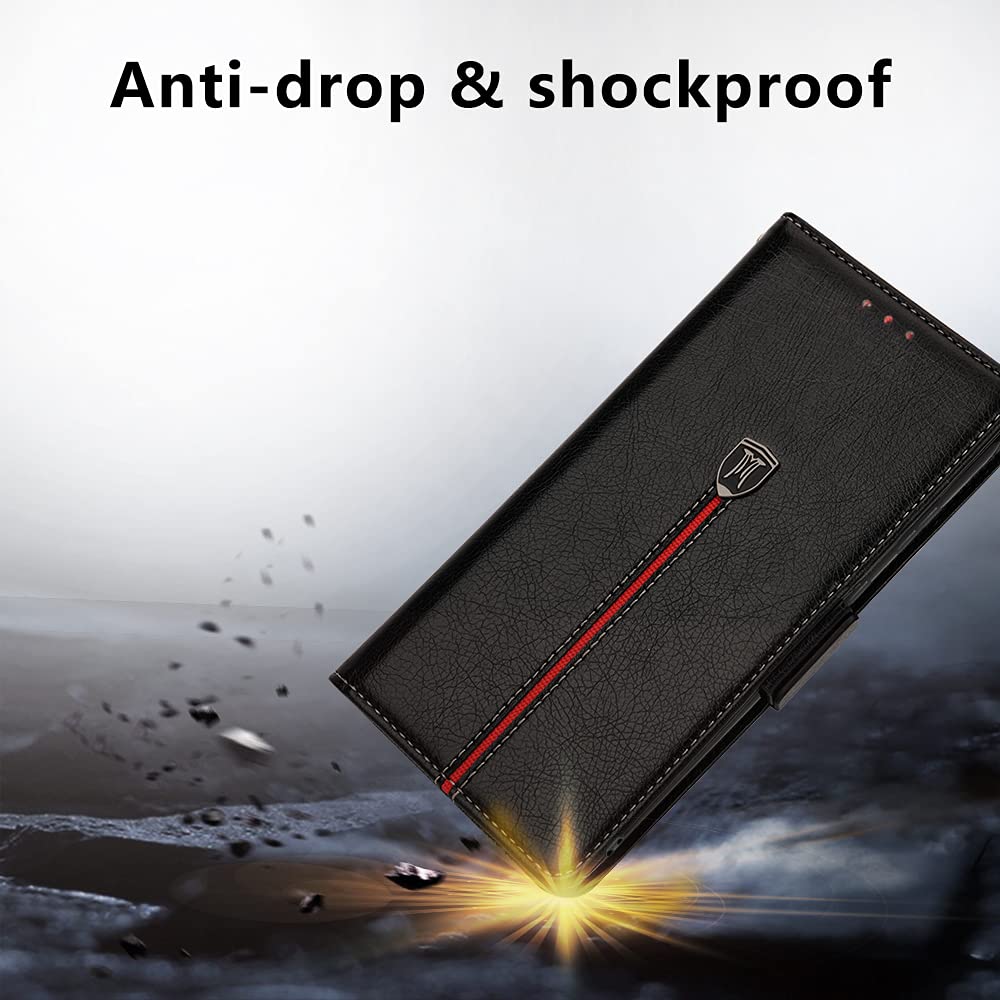 Cover Xiaomi Redmi 9C / Redmi 9C NFC, Custodia Flip Pelle Portafoglio, Magnetica Libro Slot Schede Redmi 9C NFC Cover, Slim Silicone TPU Bumper Wallet Antiurto Case Per Redmi 9C / Redmi 9C NFC Nero