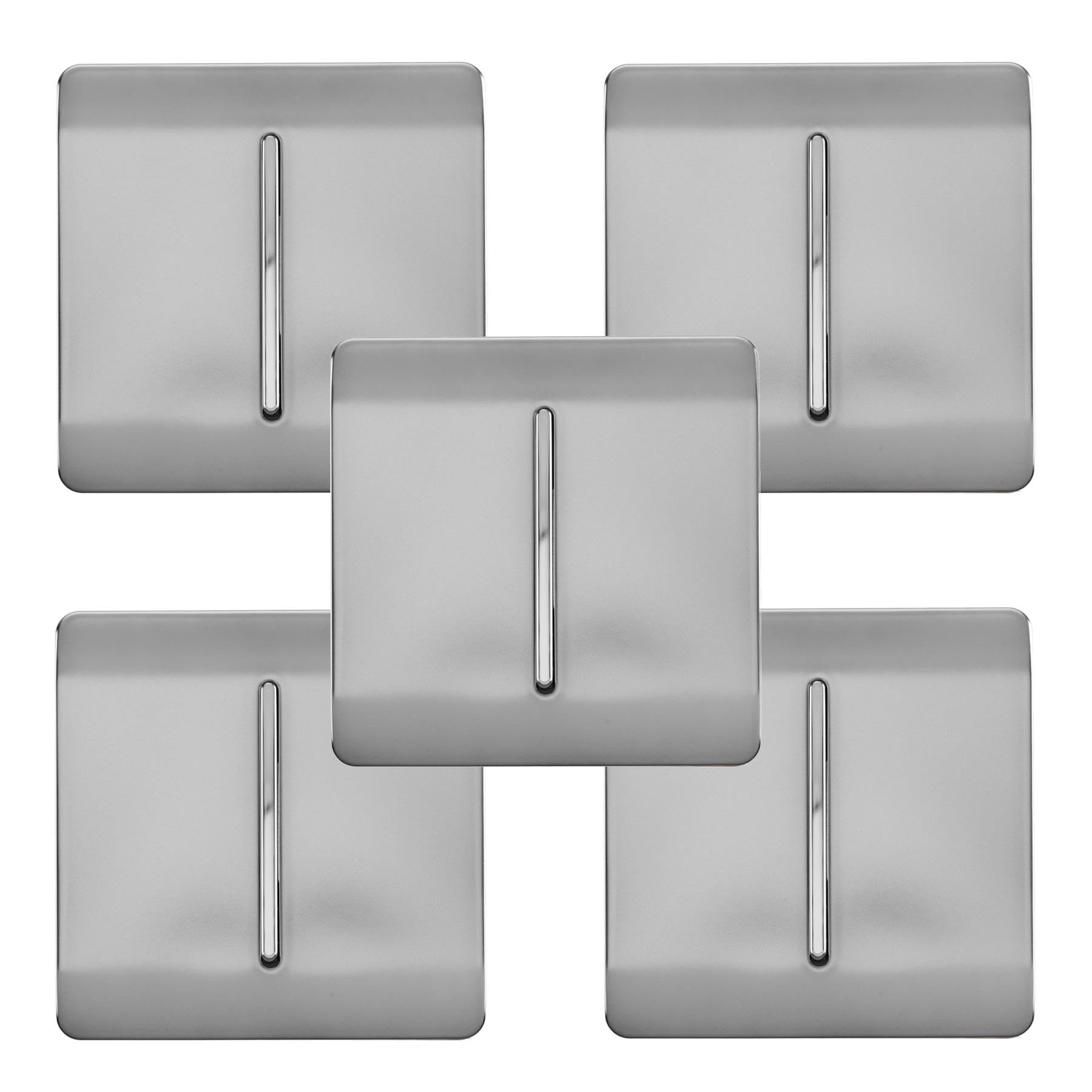 Trendi Modern 1 Gang 1 or 2 way Screwless Rocker Light Switch in Brushed Steel (Pack of 5)
