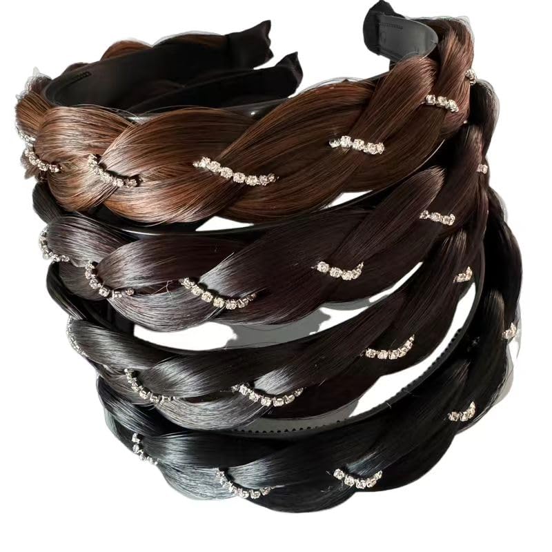 LUOLINGONGJUE® New Braided Diamond Wig Headband for Women | Hairpin Hair Bundle Headdress with Teeth for Travel 2