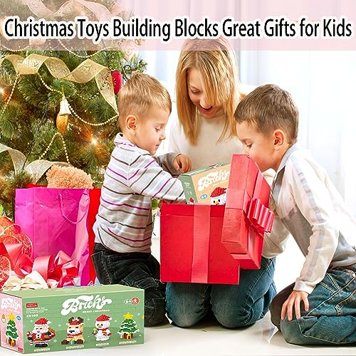 Image of Christmas Building Blocks Set 4 in 1 Compatible with Lego Christmas Micro Blocks Stacking New Toys Holiday Present Box New Year Birthday Gifts for Kids 7 8 9 10 11 12 Years Old (4IN 1)