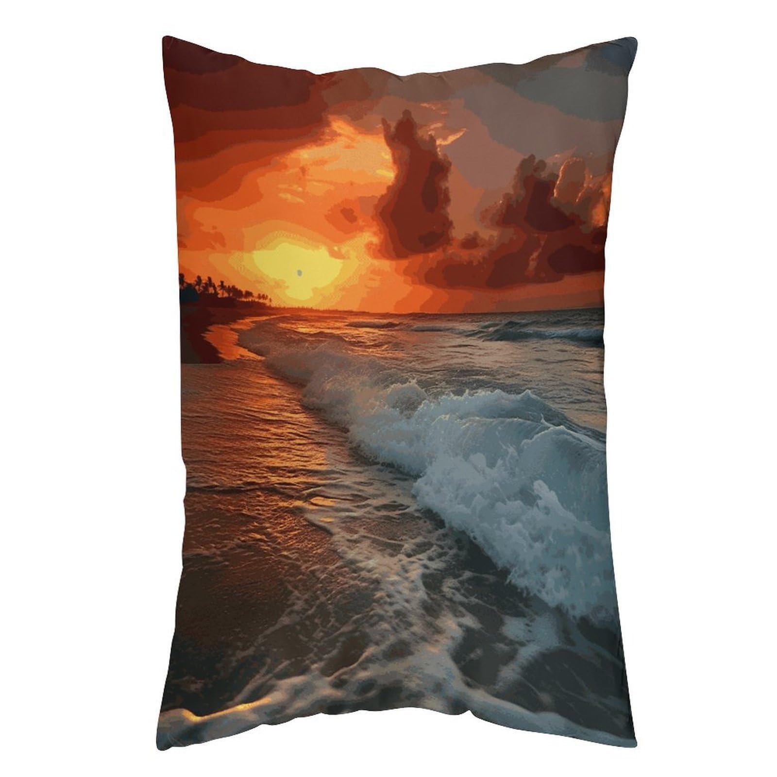 LDGSUPH The Beach Sunset Pillow Cases Soft Pillowcase with Invisible Zipper Wrinkle Resistant Pillow Covers Breathable Removable Pillow Protector for Bed Sofa Car 12 "x20