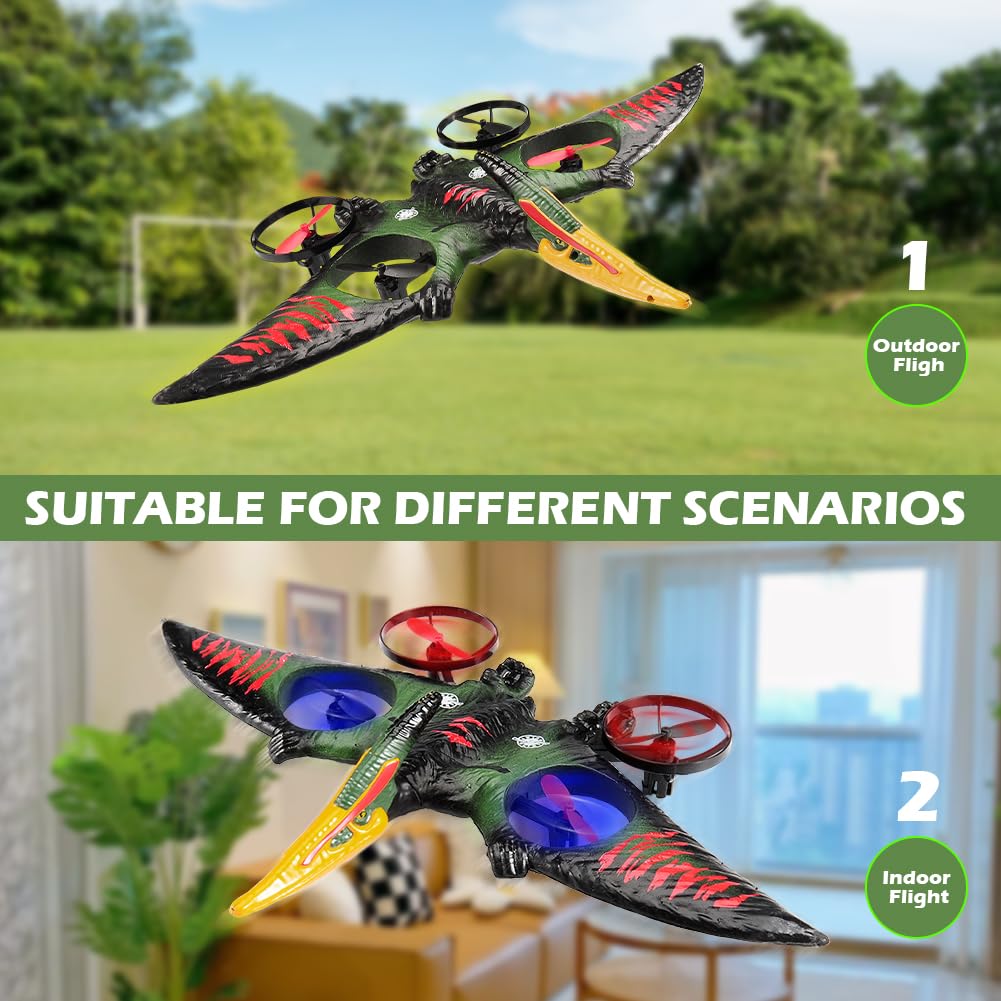Pterodactyl Dinosaurier-Spielzeug-Drohne für Kinder, einfach zu fliegen, Drache, ferngesteuertes Flugzeug, fliegendes Spielzeug, Geburtstagsgeschenke für Jungen, Hobby, ferngesteuertes Flugzeug (grün)