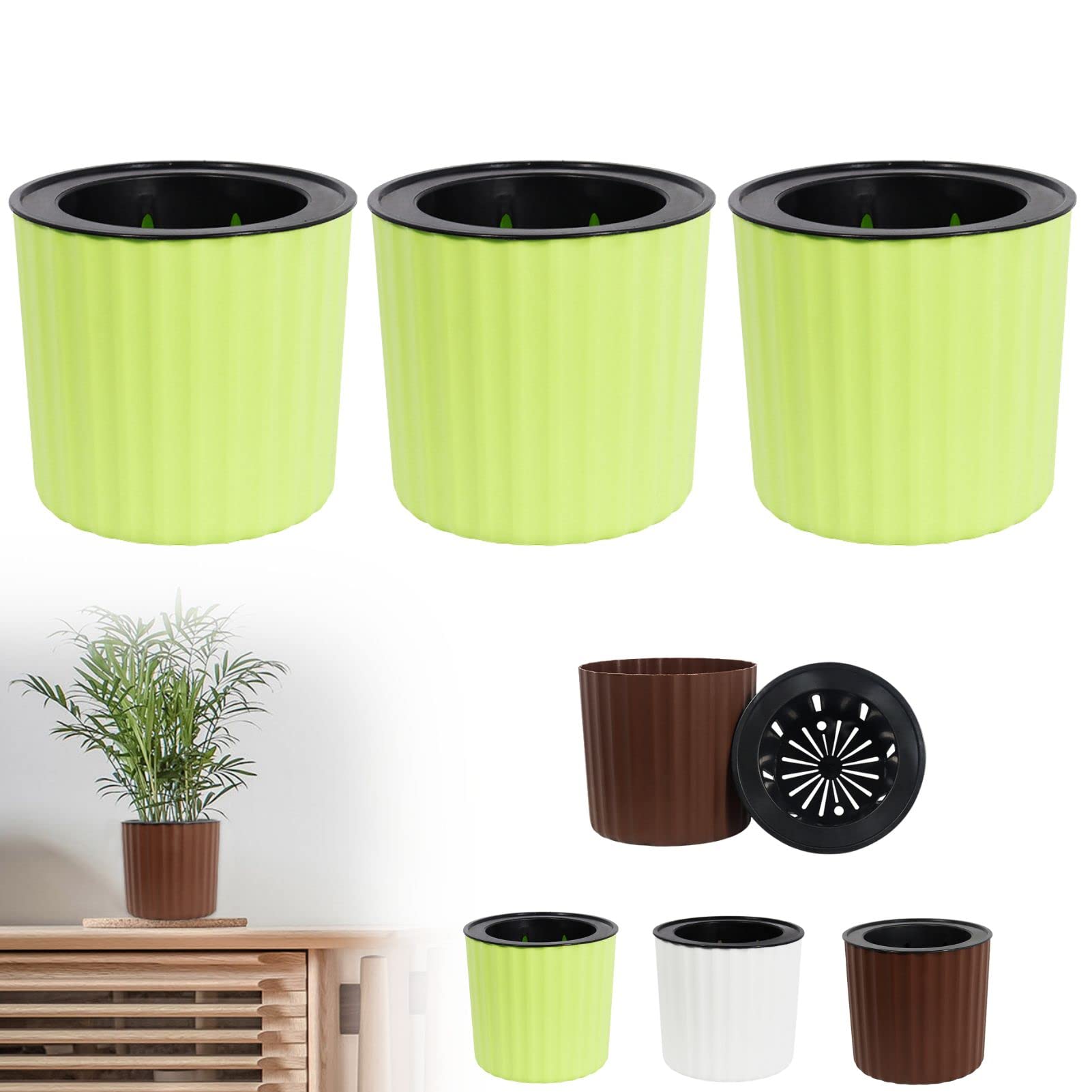 Amazon.co.jp: 自己給水 プランター 給水プランター 3個セット 植木鉢  