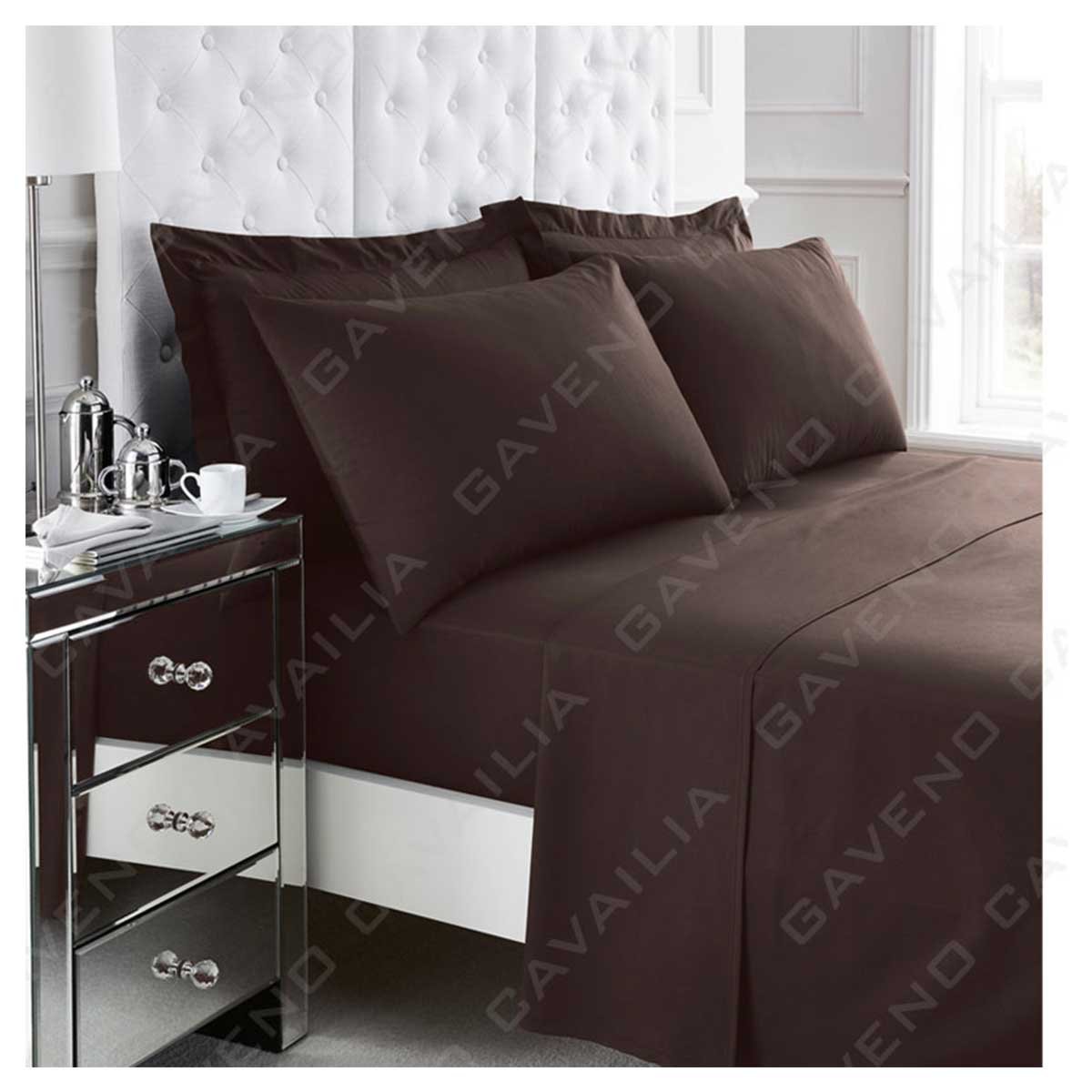 Gc Gaveno Cavailia Chocolate Gaveno Cavailia Non Iron Percale Fitted Sheet Polyester-Cotton (Single-)