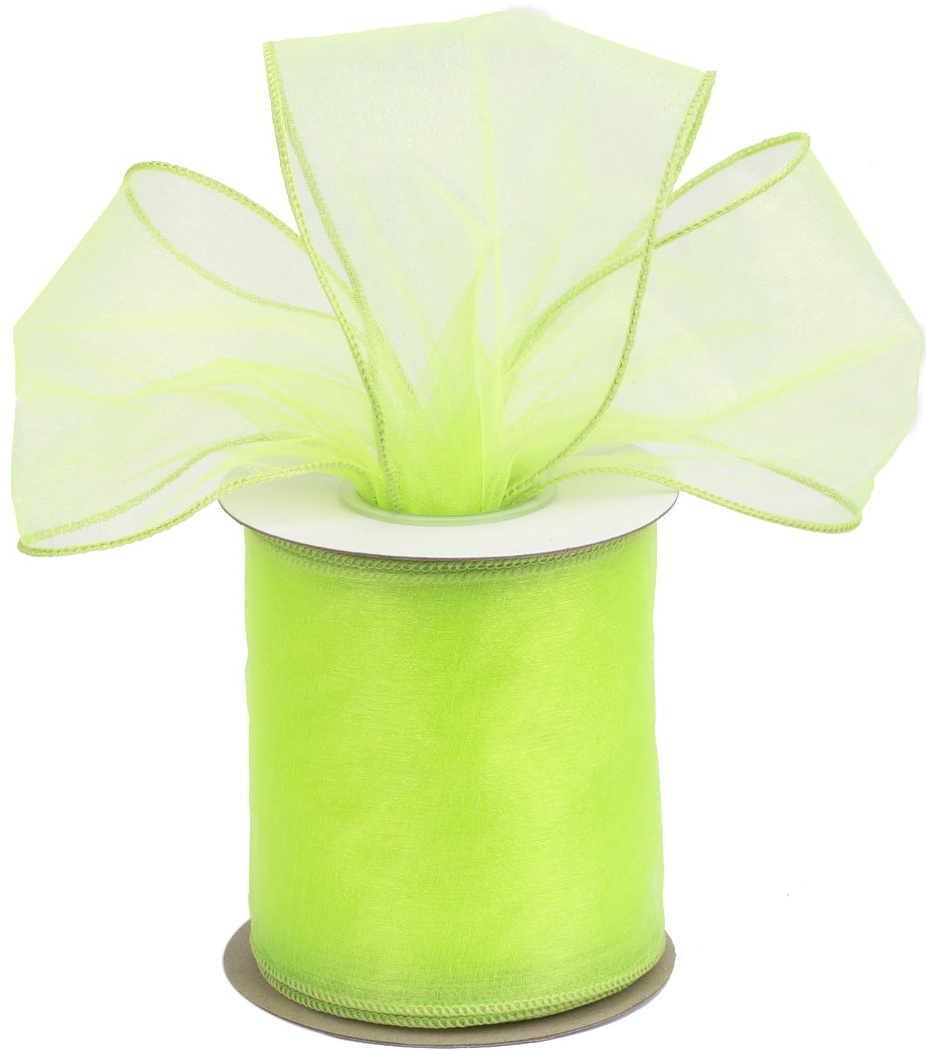Joycrosso 4 Inch Key Lime Wired Organza Ribbon - 20 Yards Sheer Decorative Ribbon for Gift Wrapping, Wedding Decor, Christmas Tree, Crafts & DIY Projects