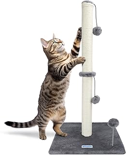 Nobleza Cat Scratching Post, 80 cm High Scratching Post for Medium and Large Cats with Sisal Rope and Plush Ball, Grey product image