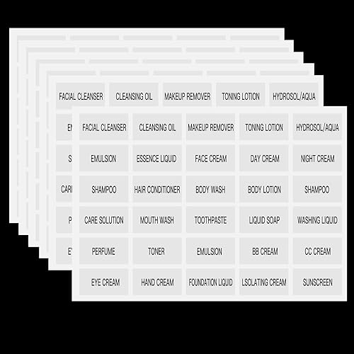 300 etiquetas impermeables para botellas de tamaño de viaje, etiquetas transparentes de baño y etiquetas de organización de belleza, etiquetas de