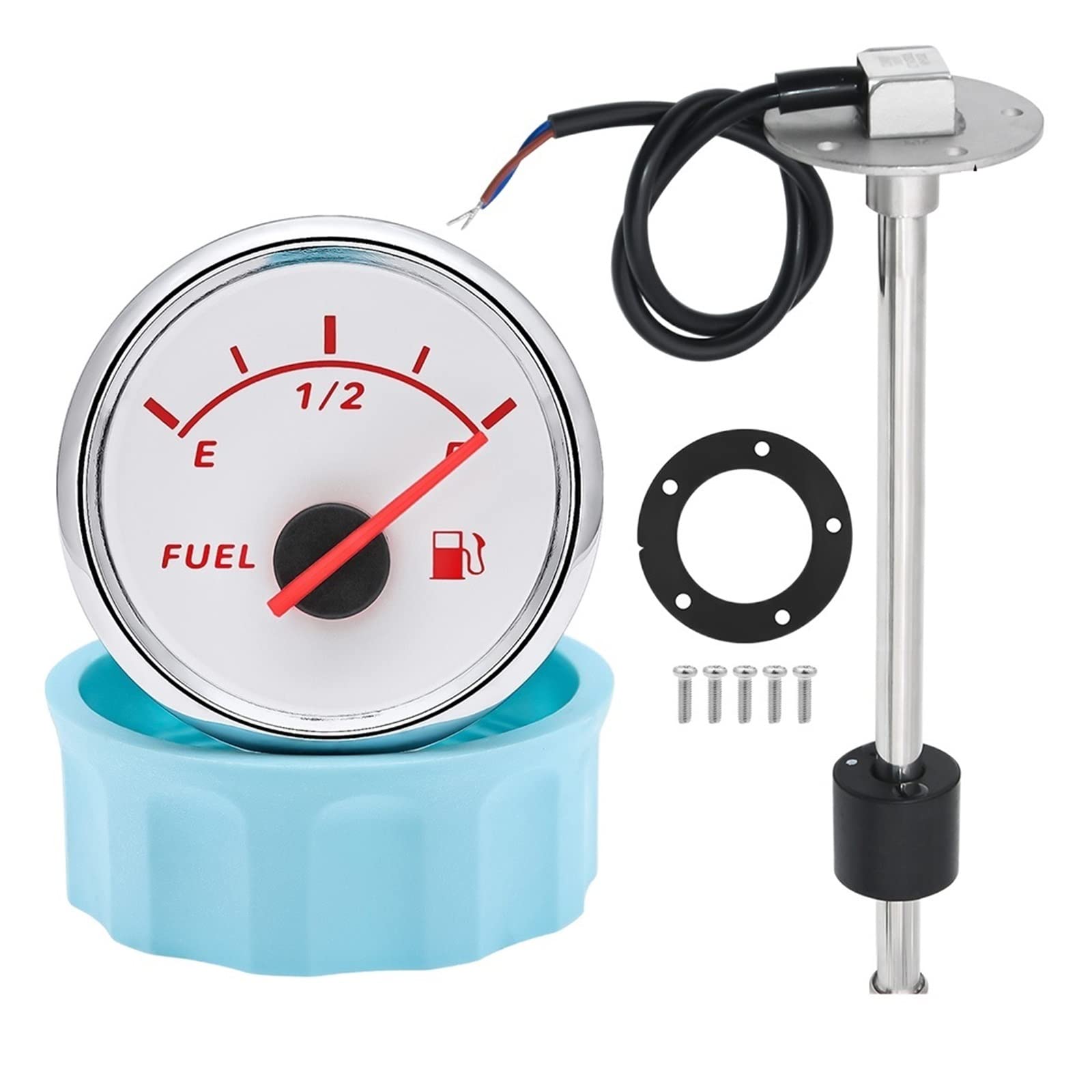 Indicatore Livello Carburante, Indicatore del livello del carburante + 0-190 Ohm Sensore del livello del carburante del carburante 52mm Misuratore del livello del carburante con retroilluminazione ros