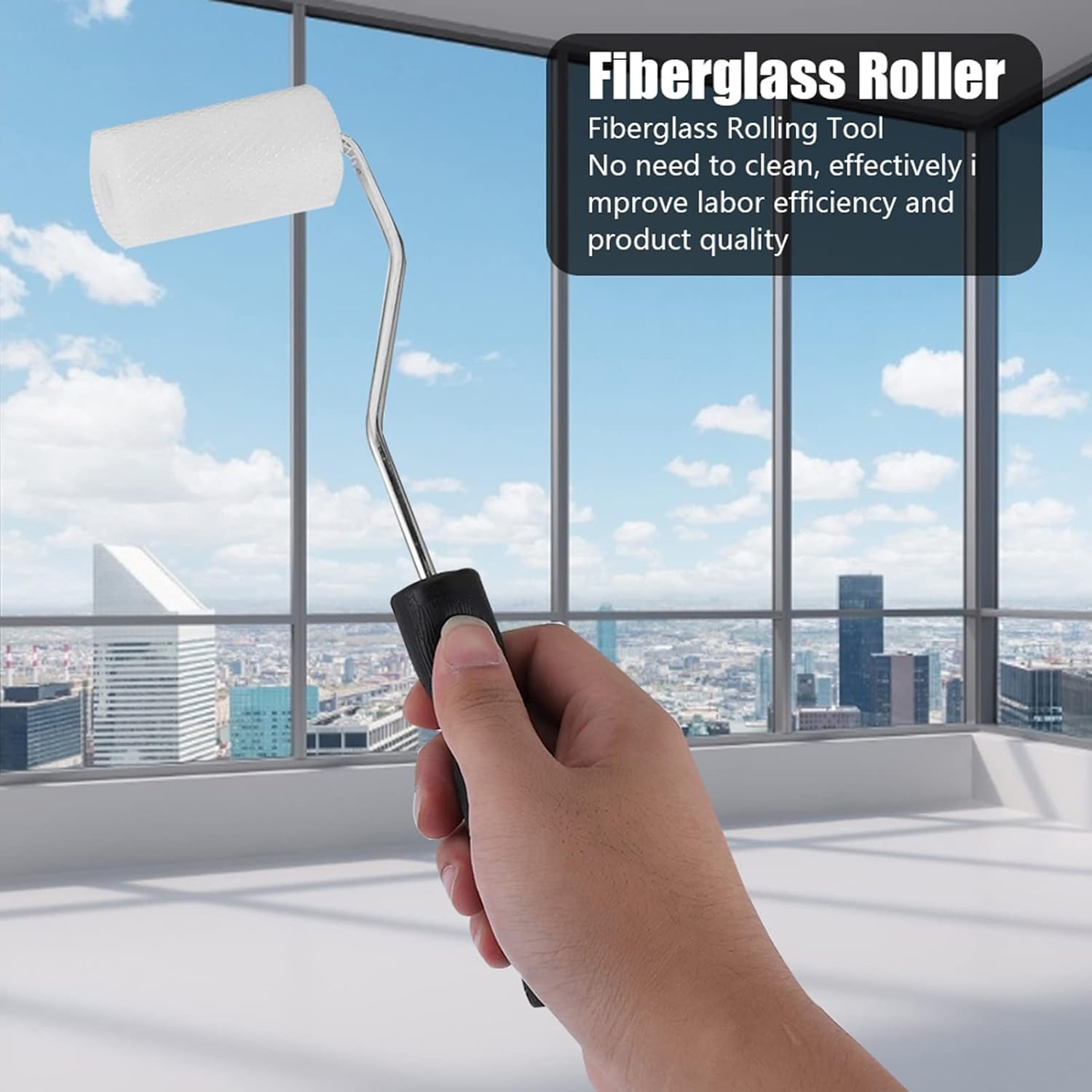 Fiberglass Roller, Diameter 300x75mm Fiberglass Laminating Bubble Roller, Glass Fiber Industrial Hand Tool for Tub Shower Bathtub Boat Repair
