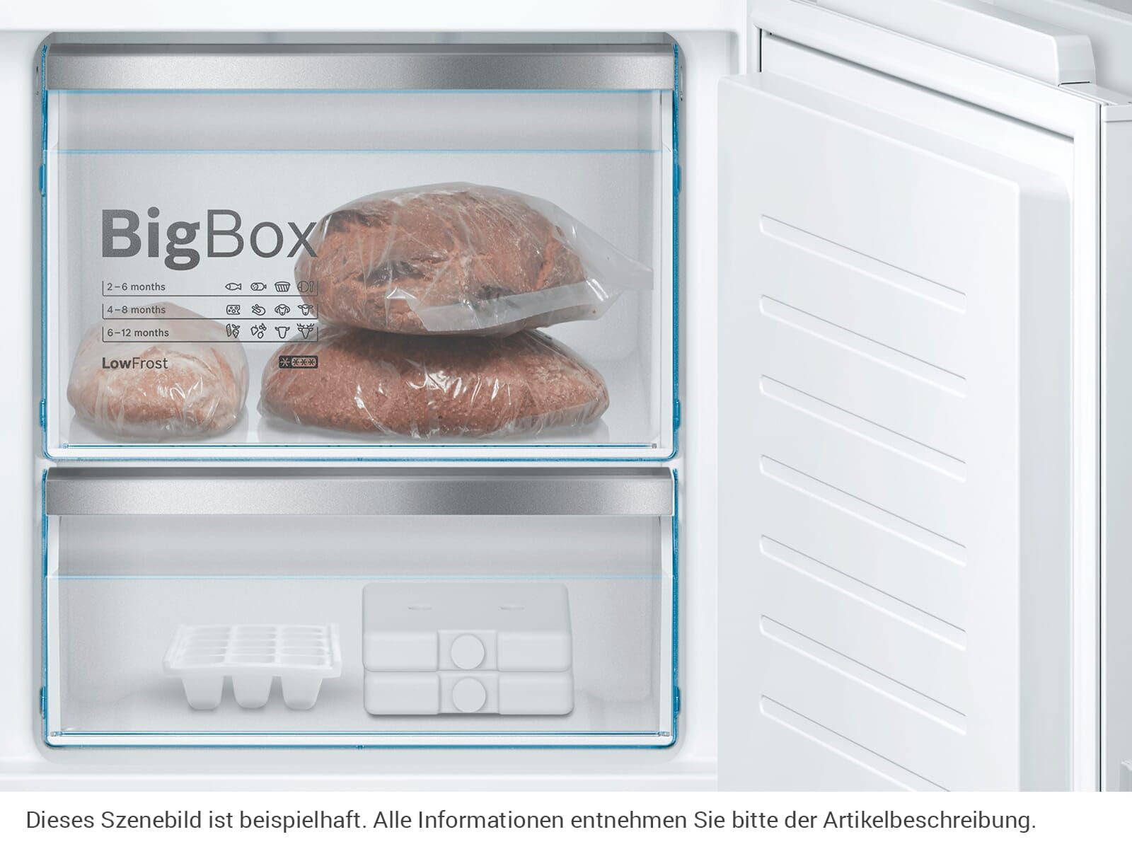 Bosch KIS77AFE0 seria 6 lodówko-zamrażarka do zabudowy, wnęka 158 x 56 cm, chłodzenie 169 l + 61 l zamrażanie, zawias płaski, Made in Germany, VitaFresh plus 2 x dłuższa świeżość, LowFrost rzadziej