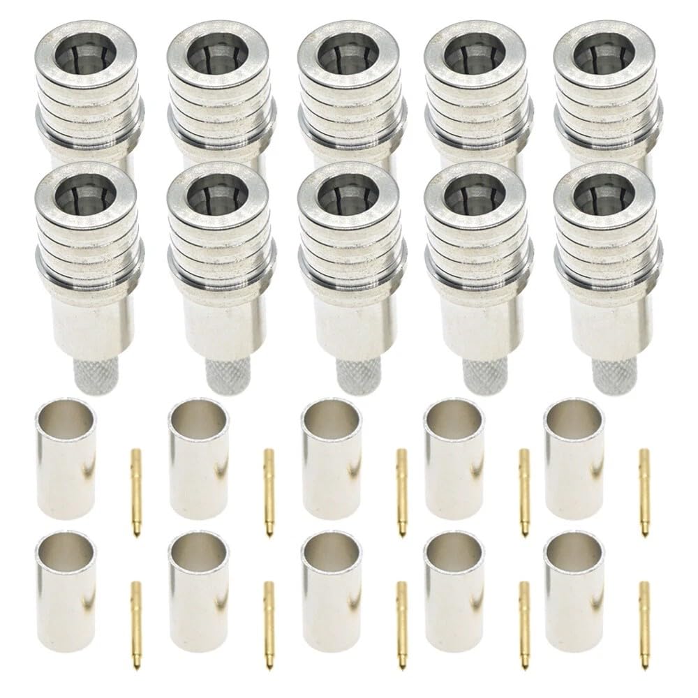 qdyzpp 10PCS QMA Male Plug Crimp for LMR195 RG58 RG400 RG142 Cable RF Connector