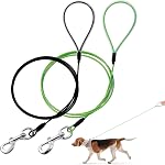 Chew Proof Dog Leash - 6 Foot Metal Cable Lead. Heavy Duty Leash Made of Coated Wire Rope. Chew Resistant, Great for Large Dogs and Teething Puppies (Black+Purple, 6FT)