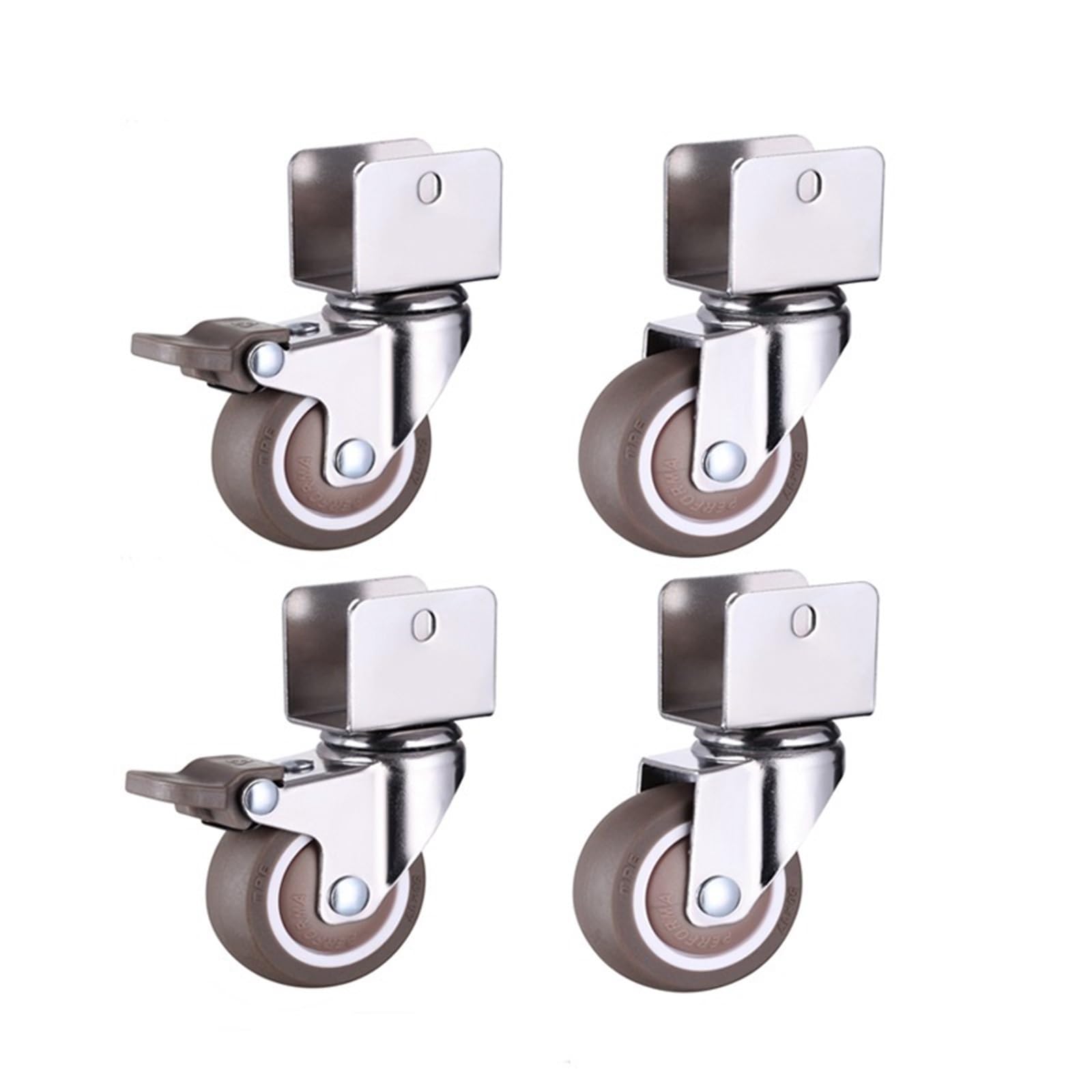 Rotelle for mobili da 1,5" Morsetto for armadietto con ruote frenanti Rotelle girevoli in gomma morbida Raccordi hardware for mobili Confezione da 4(N0.2,25mm)