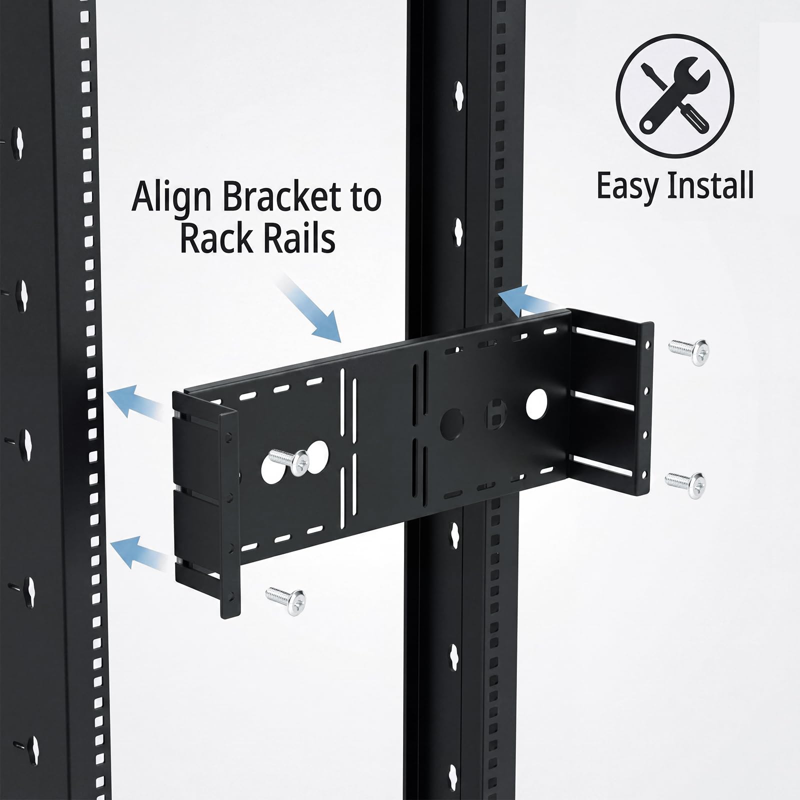 Hicarer 4U Support de montage en rack pour écran LCD 18,5 x 7,87 x 2,36 pouces en acier au carbone pour rack de serveur, laboratoire à domicile, centre de données