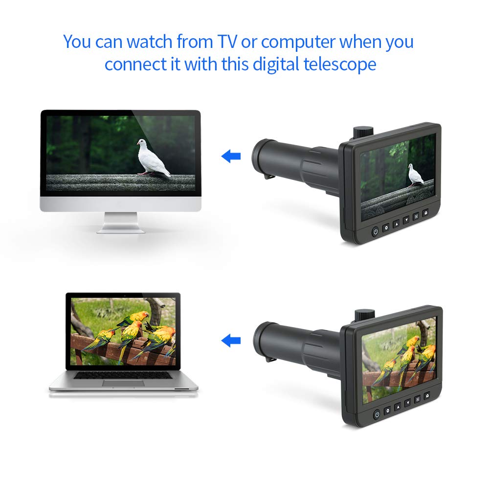 Cámara del telescopio digital, 1080P 50X portátil 14MP foto video grabadora monocular con telescopio mini trípode solo tubo para observación aves, partido fútbol, ​​caza, pesca, aventuras aire libre