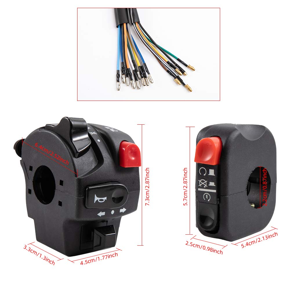 Interruttore 7/8" 22mm Moto Pulsante Clacson Indicatore Direzione Fendinebbia Luci Start