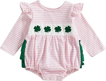 My First St Patricks Day Baby Girl Outfit Newborn Clover Bubble Romper St Patricks Spring Outfits Clothes
