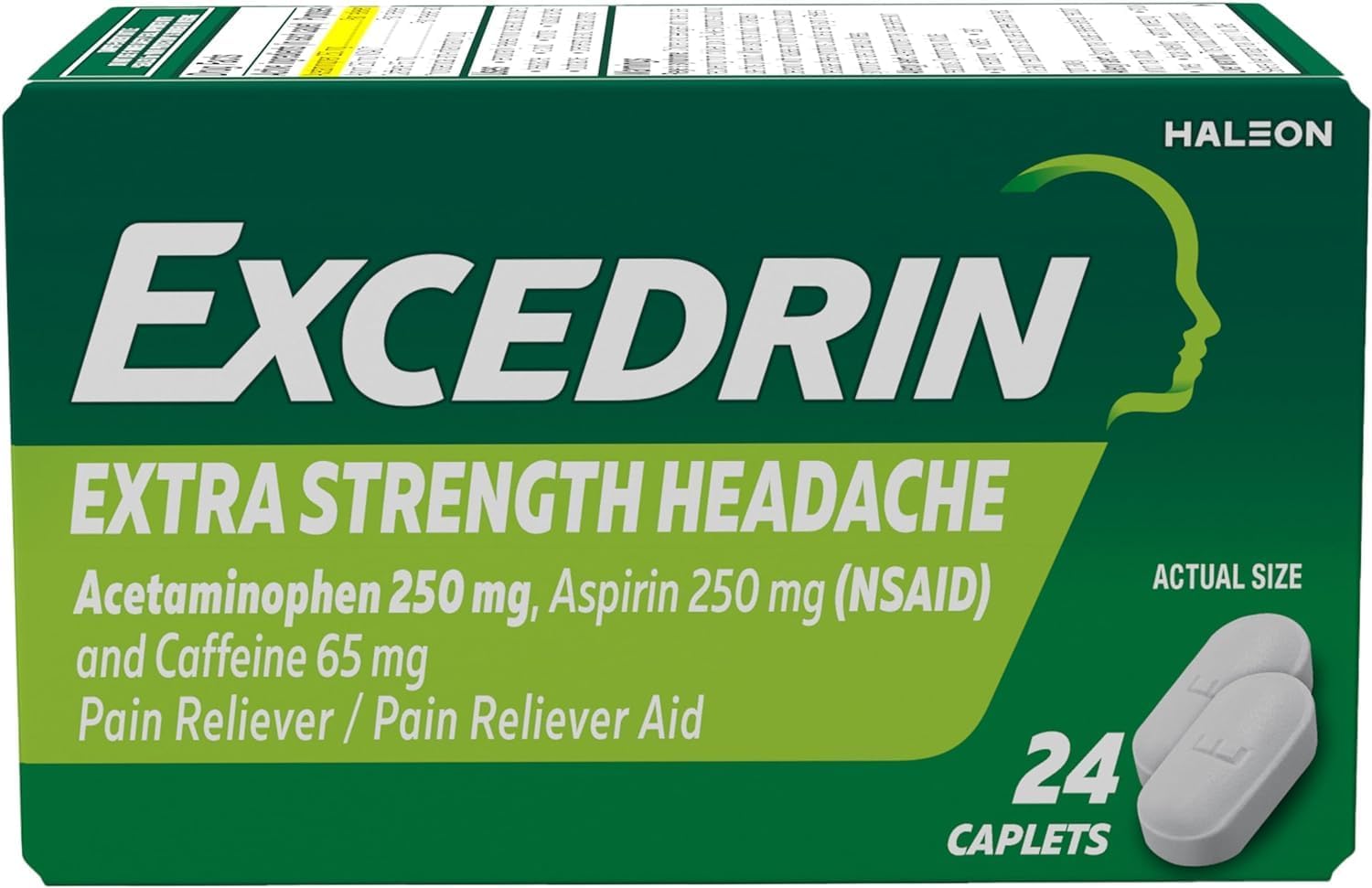 Excedrin Extra Strength Pain Relief Caplets – Headache Relief – 24 Count ( exp 08/27 )