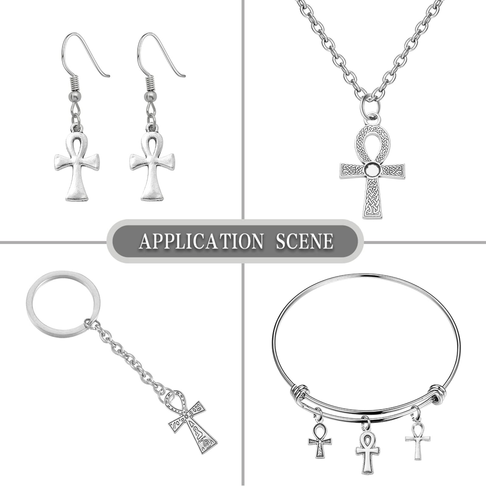 Stiesy 100Pcs 10 Styles Antique Silver Scissor Charms Vintage Sewing