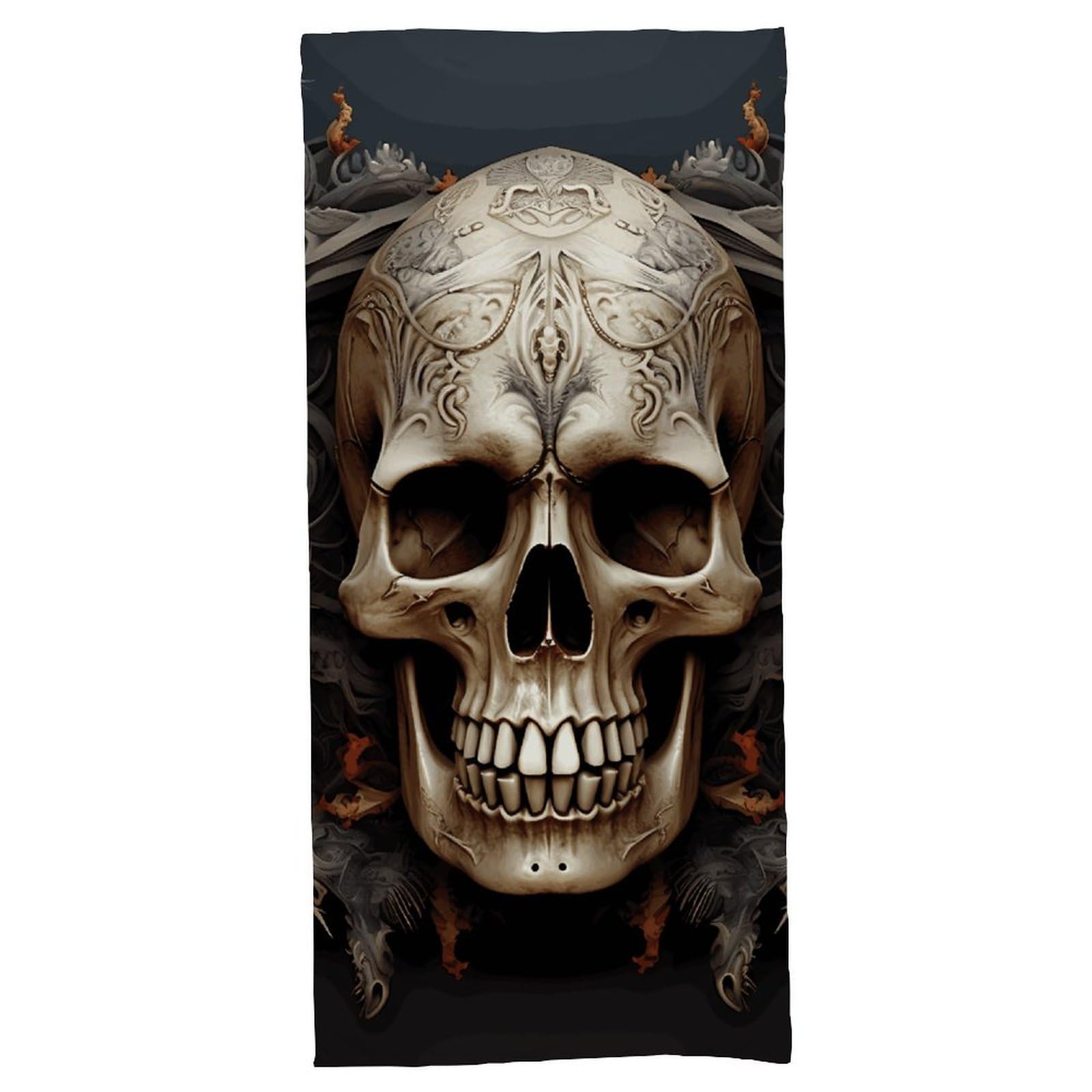 VstaDank Skulls Bath Towel, Luxury Quick-Dry Beach Towel, Soft Absorbent Home Shower Towel 70 X 140 Cm, Suitable for Travel, Beaches, and Gyms, Resistant to Fading, Odorless