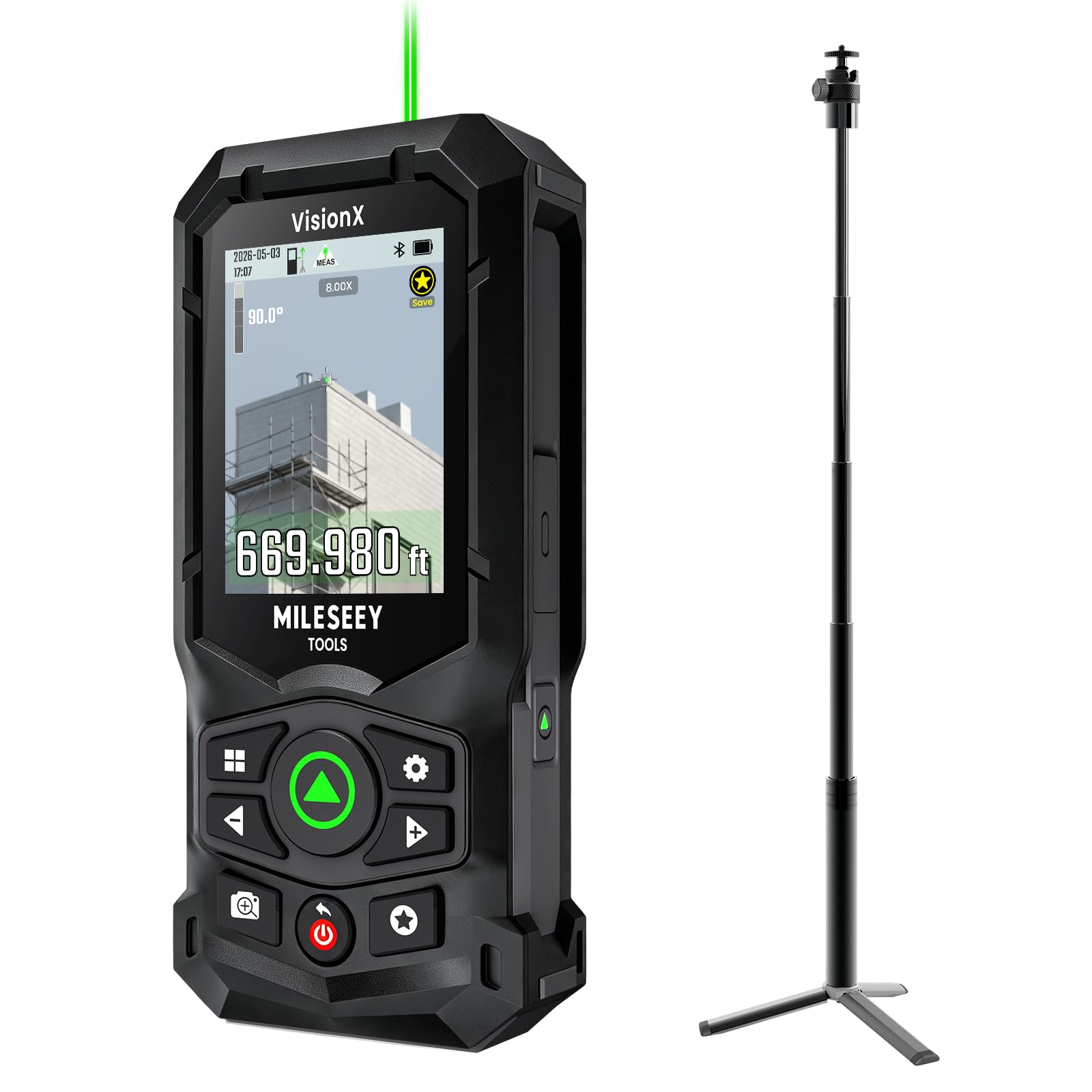 MILESEEY S50C Green Laser Measure with Camera & Adjustable Tripod Bundle | 670ft Range, 8…