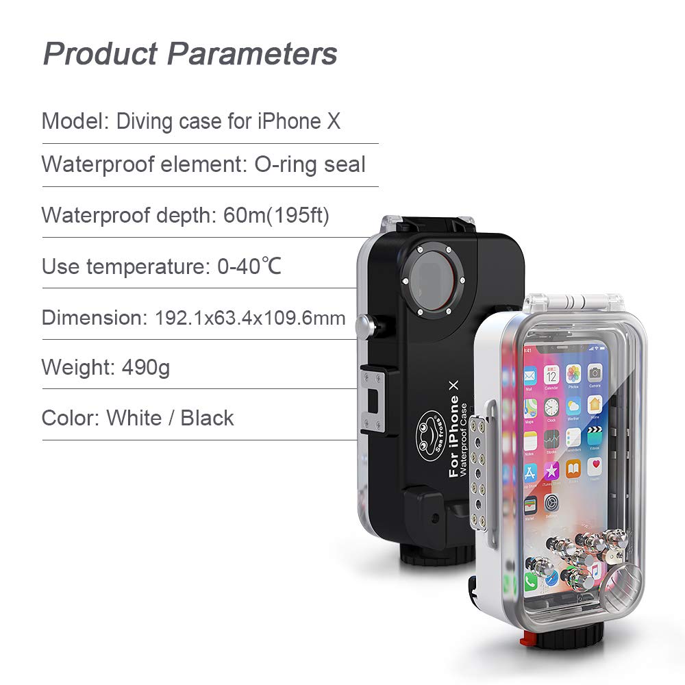 Amazon.com: MEIKON Waterproof Case for iPhone X/XS 60M/195FT