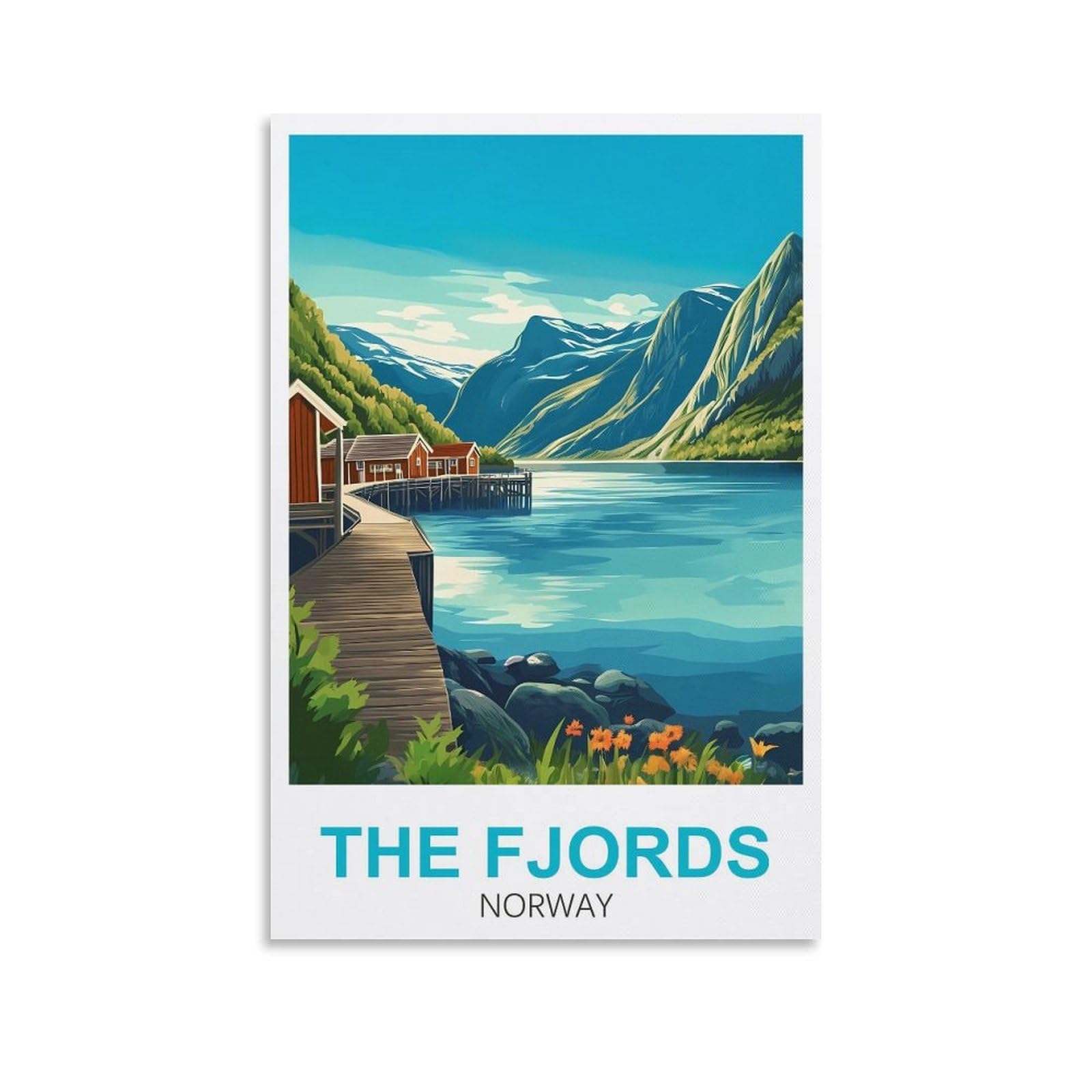 Clfmhnas Unframe-Style The Fjords Norway Vintage Travel Posters 12X18inch(30X45cm) Canvas Wall Art Prints