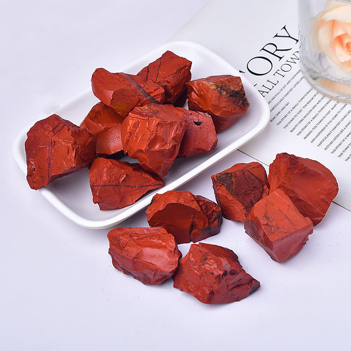 Amazon.co.jp: SUKIMIND 400gセット レッドジャスパー 原石 天然石 赤