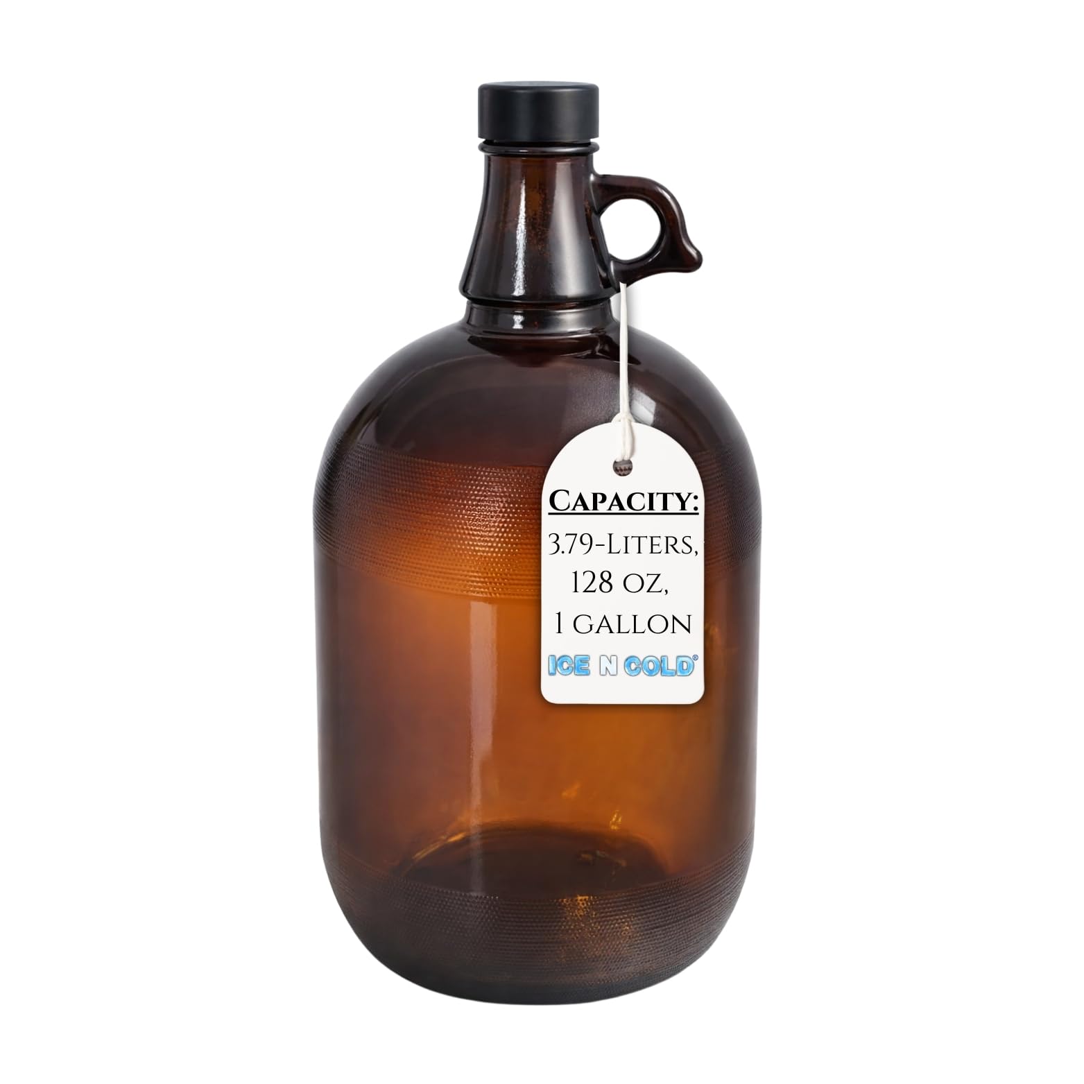 1 Gallon (128oz) Amber Glass Jug With 38mm Cap - FBA