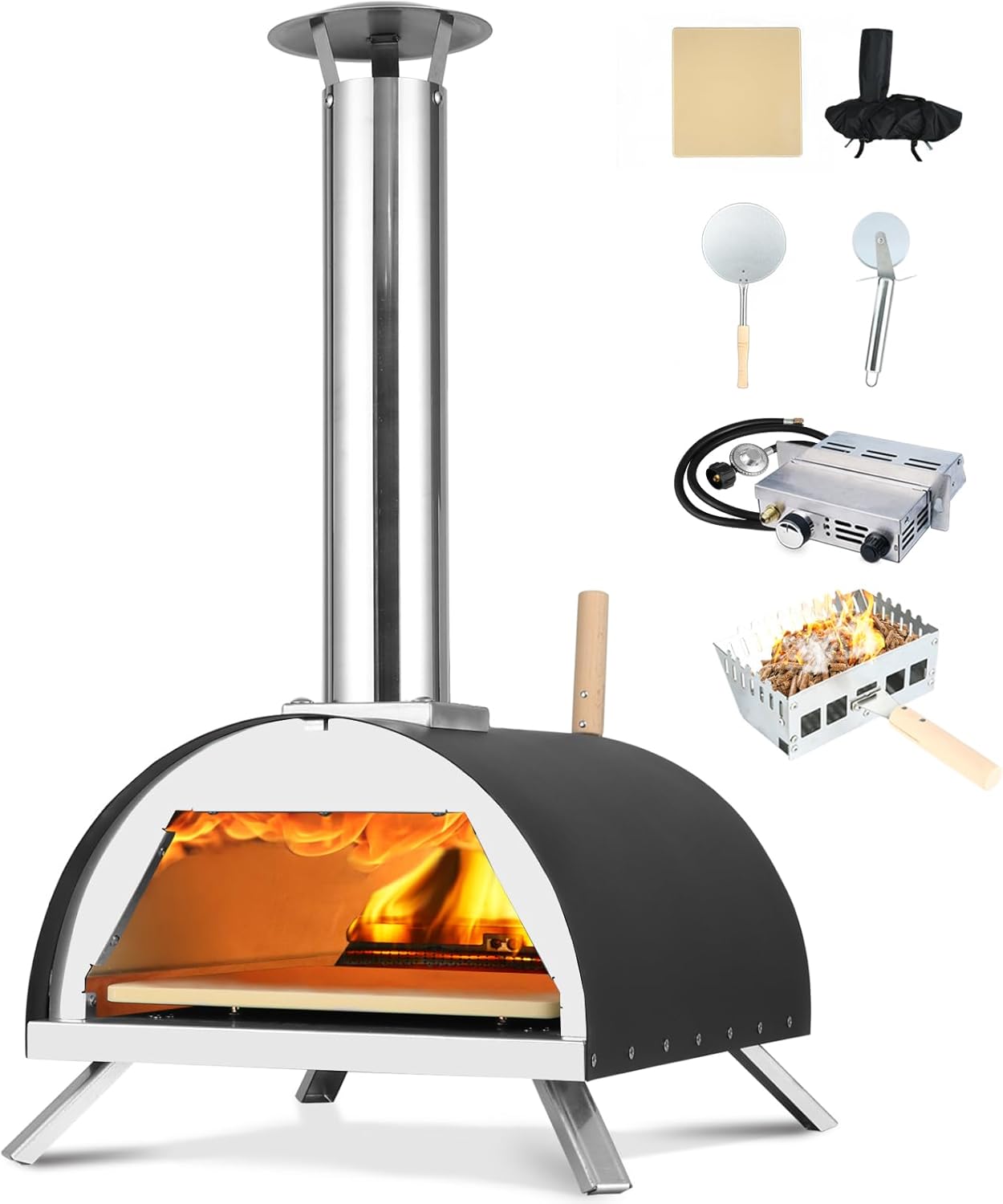 Hello. Dr 13" wood and gas pizza oven outdoor propane-propane pizza oven outdoor-Outdoor pizza oven gas-propane pizza oven outdoor with Pizza Cutter& Carry Bag,pizza stone, pizza peel 13 multi-fuel pizza oven