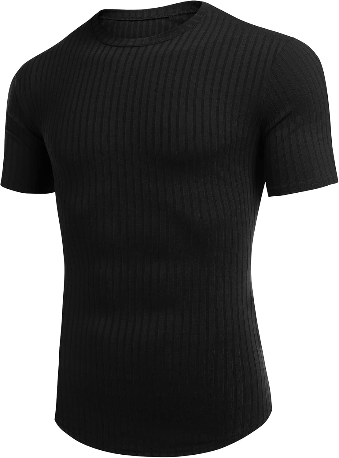 URRU Men's Muscle T Shirts Stretch Short Sleeve Bodybuilding Workout Casual Slim Fit Tee Shirts - Image 5