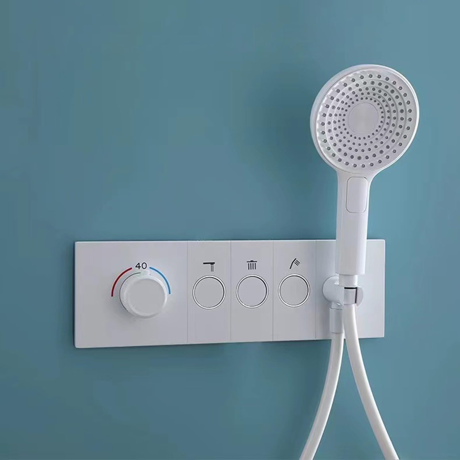Zestaw termostatyczny miksera prysznicowego, system wodospadu i kolumny deszczowej, zestaw z 3 trybami przenośnej głowicy prysznicowej, chromowany, B (czarny)