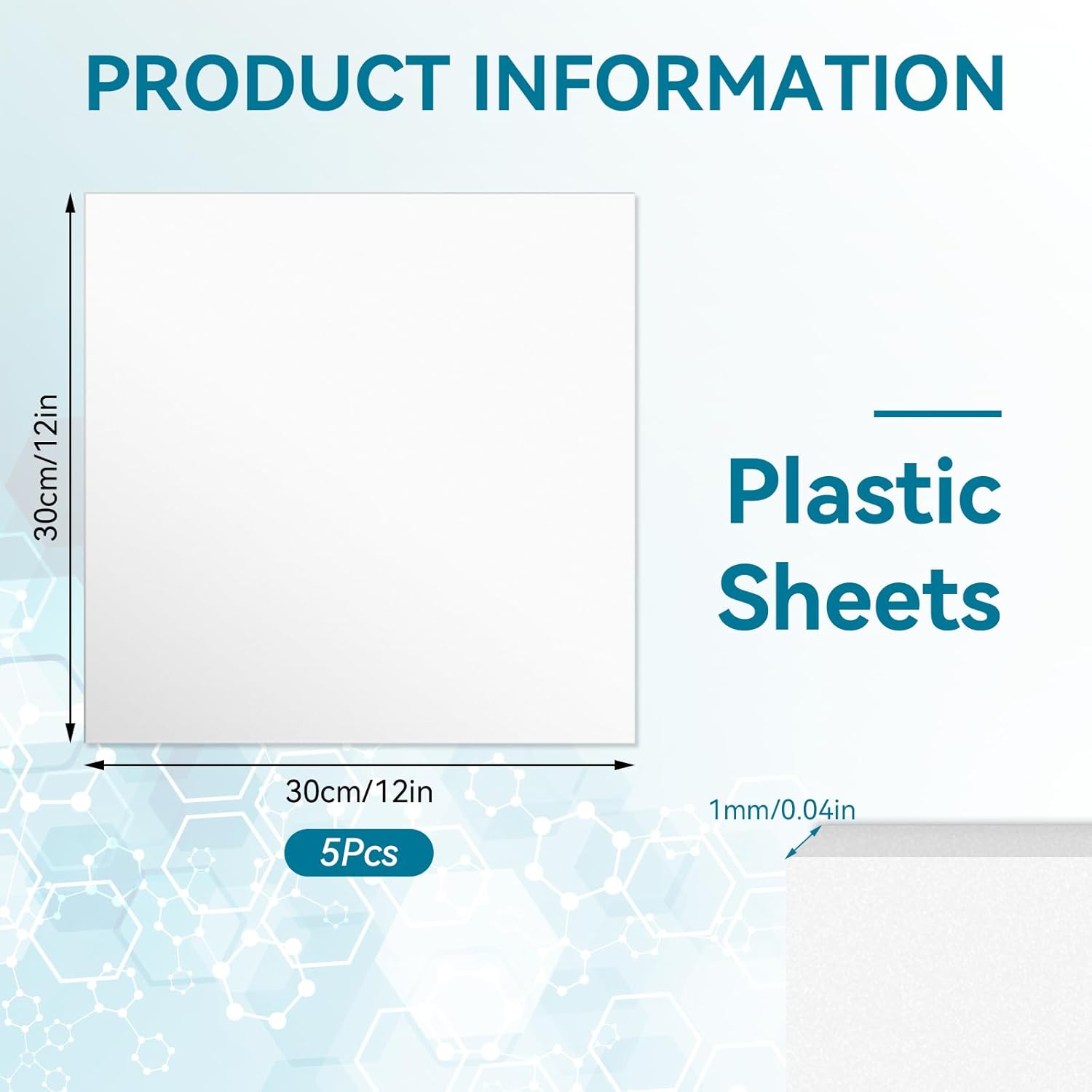 5 Pack White Plastic Sheets 12x12x0.04in Flexible High Tensile Plastic Sheets Hard Plastic Panel for DIY Materials Handicrafts Home Decoration