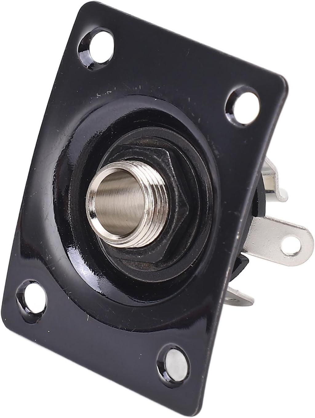 Guitar Output Jack Plate Square, Metal Easy Install Compact, Secure Guitar Jack Socket Plate with Screws, for Telecaster PRS Electric Guitars Home Practice Performance Music (Black)