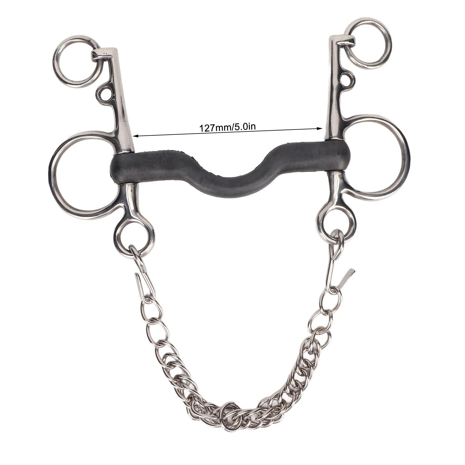 Broca para Boca de Caballo, Broca para Filete de Caballo Pulida a Mano Diseño de Goma con Centro de Acero Inoxidable Filete para Boca de Caballo para Suministros Ecuestres (127MM)