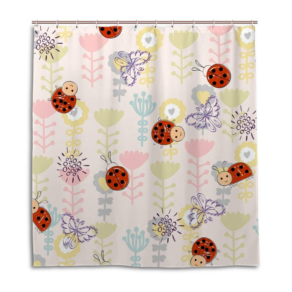 Rideau de douche imperméable avec motif mignon 66x72 inch lavable anti-moisissure