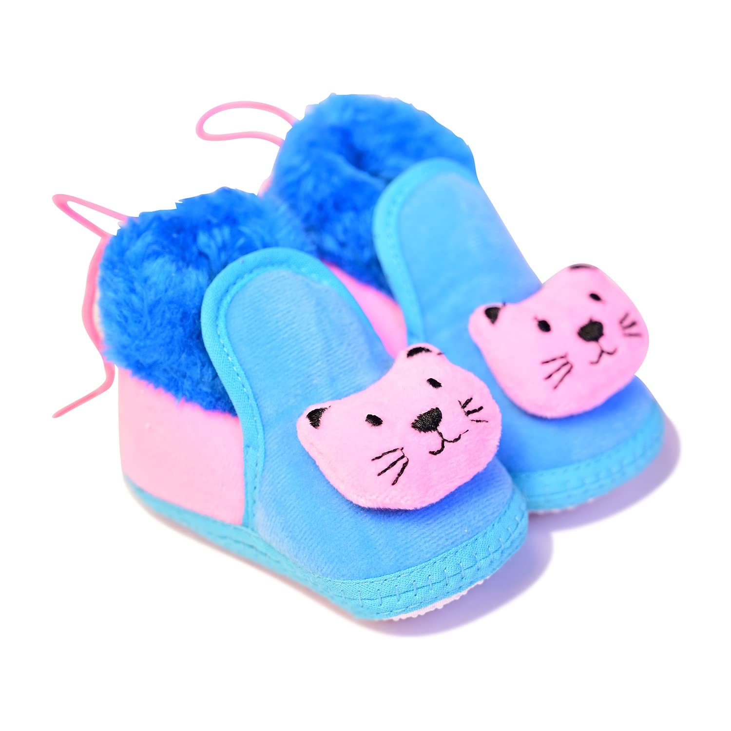 Mynekids Tiger 3D Plush Soft Cotton Fur Fabric Light Weight Newborn Infant Non Slip Anti Skid Sole for Baby Girl Baby Boy Shoes Bootie 0-12 Months-RK43-Blue-Pink (B09GYQ57TP) Amazon Price History, Amazon Price Tracker