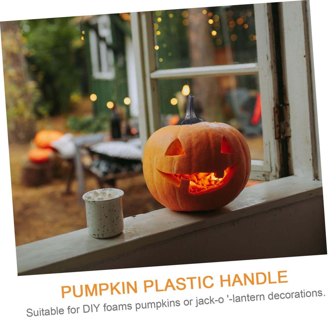 NUOBESTY 7 Set Manico di Zucca in Plastica - Decorazione Lanterna Lampada di Zucca Gambi di Zucca Teste di Zucca Steli di Zucca in Tessuto Ciotola di Zucca Schiacciare Colorful 36 Pezzi * 7