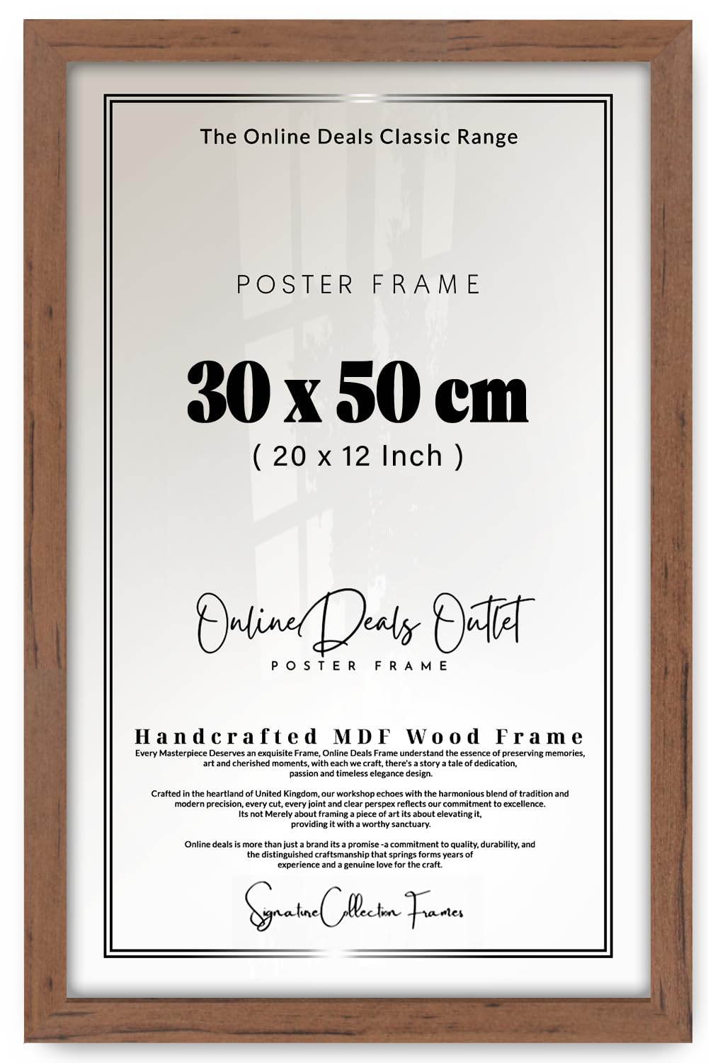 Online Deals | MDF Poster Frame (30 x 50 CM) 20X12 Inch for Luxury Interiors, Minimalist Art & Designer Prints, Stylish MDF Finish, Wall Display & Décor [ Walnut ]