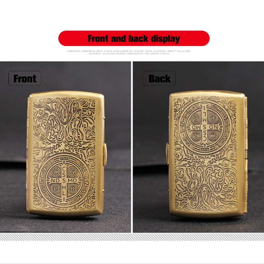 Pure Brass Constantine Cigarette Case Normal Size Metal Men Cigarette Box  With Clips Holds 12 Cigarettes : Amazon.se: Health & Household Products