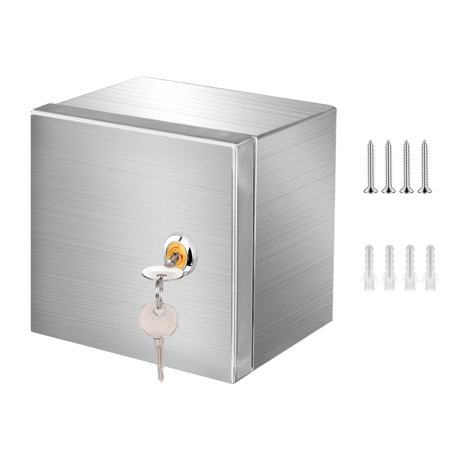 Scatola Elettrica da Esterno in Acciaio Inox, Armadio Elettrico Da Esterno con Interruttore di Dispersione 2P 32A e Presa Europea 250V/16A, Scatola di Distribuzione da Parete con Serratura