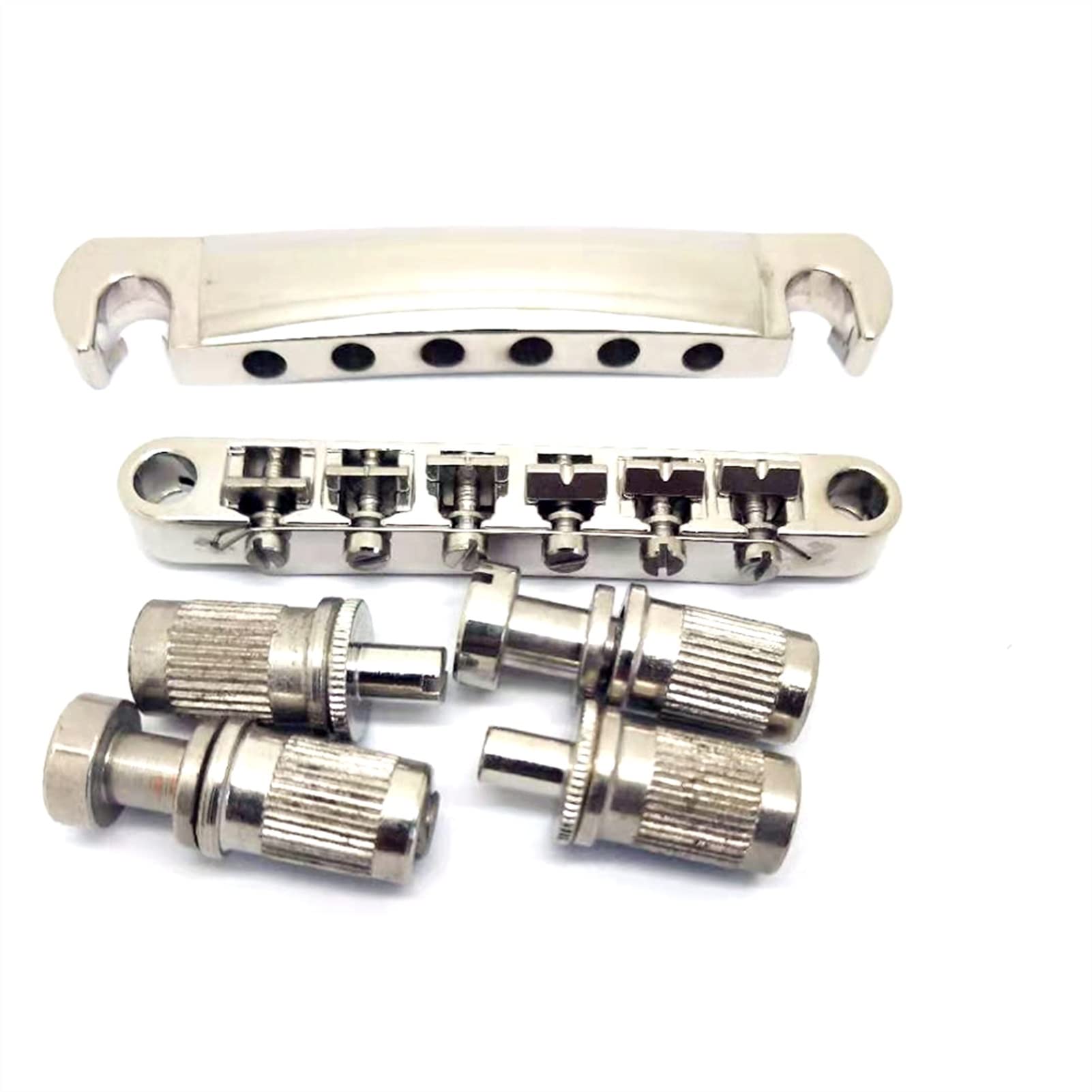 Accesorio repuesto puente Guitarra Eléctrica Tune-O- matic Puente Y Cordal Con Pernos Set Fit LP Guitar Reemplazo De Níquel