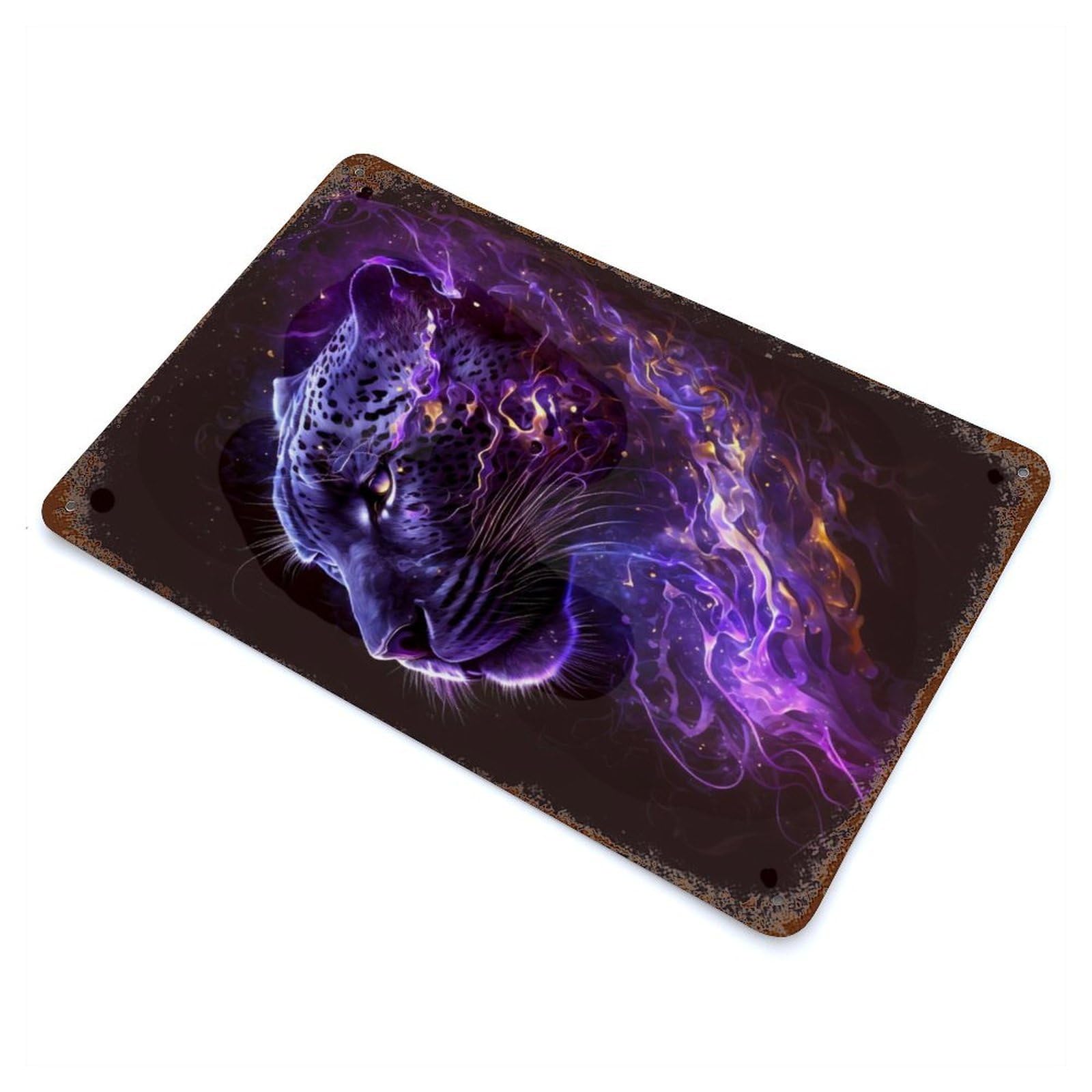 Cosmic Panther Face Rusty Metal Tin Sign 11.8"x7.9", for Shed, Workshop And Garage Wall Decor, Novelty Wall Decor