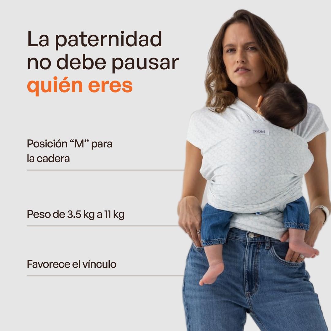 Fular Portabebés Recién Nacidos, Ajustable y Elástico, Ergonómico y Transpirable, Ideal para Porteo de Bebés de 3.2kg - 12kg – Fácil de usar, Manos Libres y Lavable a Máquina