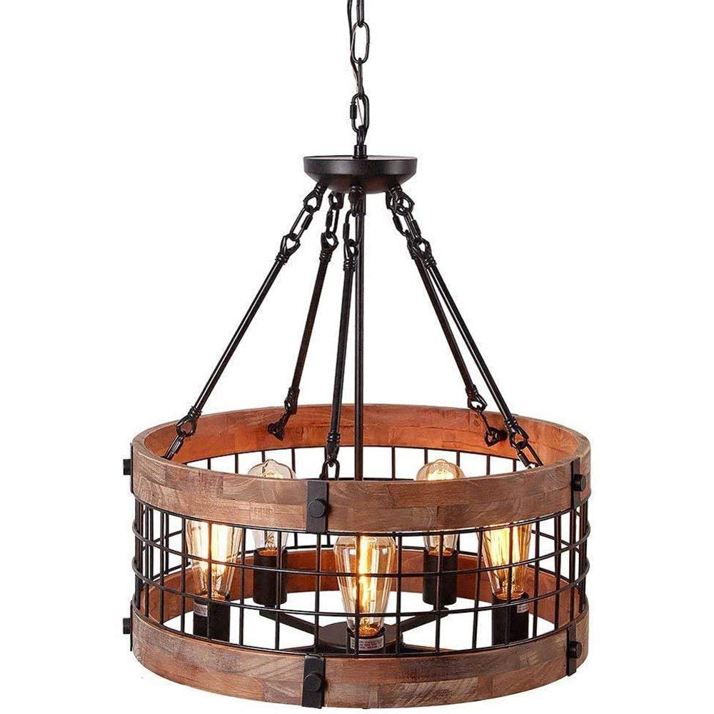 Lampe à Suspension Vintage Industrielle Lampe Suspendue Rétro Corde Loft Lustre Suspension Chanvre Corde Lustre Chandelier Rond Suspension Cage Fer
